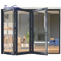 Pintu lipat dua Superhouse, eksterior teras Aluminium dapat dilipat jendela baja tahan karat Modern Bi lipat
