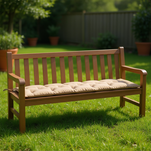 Cojín para Banco de Jardín, Beige, Rectangular, Almohada para Exteriores, 100% Poliéster, Acolchado, Extraíble, Lavable, para Uso en Todas las Estaciones - Product Image 2