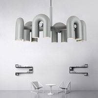 Nordique moderne Simple concepteur en forme de U tuyau d'eau pendentif lumière lustre en fer pour salon et chambre d'enfants