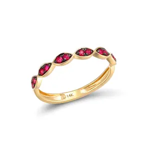 Customized Gorgeous Red Gemstone Ring Professional Womens 14k Gold Ring Fine Jewelry Supplier