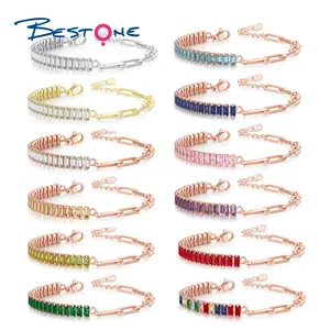 2024 Hiphop Chain Bracelets Multi Color Colorful Cubic Zirconia CZ Diamond Endless with O Ring Link Chain Cuban Gold Bracelets