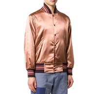 Blouson universitaire personnalisé de haute qualité avec logo brodé Jaket Blouson de baseball en satin Ployster pour hommes