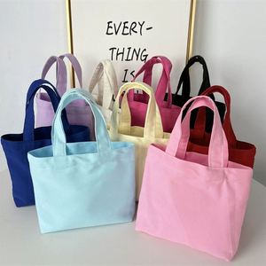 Mini Canvas Tote <b>Bags</b> Multi-color Reusable Small Handbags for Daily & Gift Use - Product Image 1