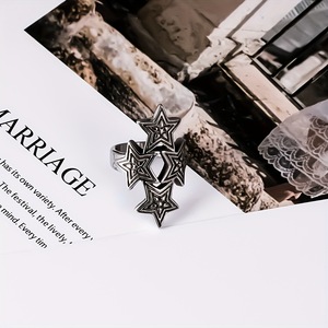 Star <b>Ring</b> Men's Multi Star Overlapping <b>Titanium</b> Steel Index Finger Rock <b>Ring</b> SA953 - Product Image 4