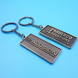 Porte-clés personnalisé en alliage de zinc gaufré, style vintage bronze, pour cadeaux publicitaires d'entreprise, promotion durable - Product Image 2