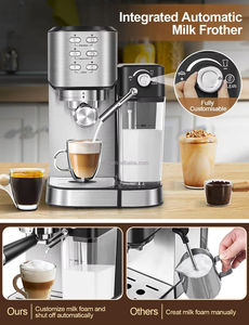 Machine à expresso programmable 6-en-1 en acier inoxydable, 20 bars, semi-automatique, avec mousseur à lait pour cappuccino et latte, système de préparation domestique - Product Image 4