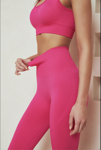 2024 nouveau ensemble de Yoga solide pour femmes à l'épreuve des squats Leggings taille haute sans couture avec soutien-gorge - Product Image 2