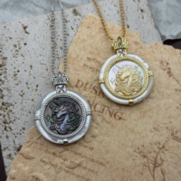 Perhiasan Mutiara Pola Unicorn Ukiran CNC Laris Manis, Cangkang Alami untuk Kalung & Gelang DIY