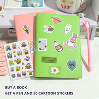 Carnet A5 en gros avec logo personnalisé, autocollants mignons, couverture rigide, 14,8 x 21,5 cm, pour étudiants et usage scolaire