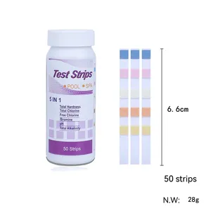 Tiras Reactivas 5 en 1 <span class=keywords><strong>para</strong></span> Piscinas y Spas, 50 Unidades, Resultados Rápidos, Prueba de Dureza Total, <span class=keywords><strong>Cloro</strong></span> Libre/Bromo, pH 6.2-8.4 - Product Image 2