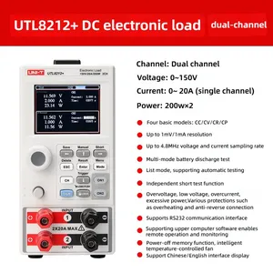 Charge électronique programmable UNI-T UTL8212/UTL8211 à double canal, détection de courant et de puissance, sortie 150V 20A 200W 40A - Product Image 6