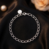 Bracelet chaîne à maillons audacieux en argent sterling S925 avec breloque zircon, bijoux élégants et minimalistes, vente en gros