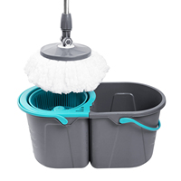 Cubo de fregona plegable con rotación de 360 grados, palo de fregona giratorio para suelos con almohadillas de limpieza de repuesto, juego de fregona y cubo 360