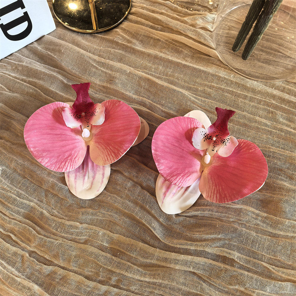 Pair of deep pink phalaenopsis flower shoe clip