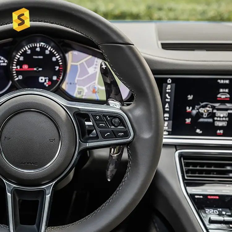 Extensión de volante Interior de coche, accesorios de moldura de fibra de carbono forjado Real, paleta de cambio para Porsche Panamera y 911