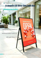 Boîte à lumière LED 5000 Lumens avec affichage de poster extractible, luminosité automatique, en alliage d'aluminium, pour magasins