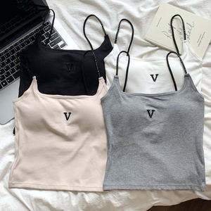 Débardeur court en coton brodé pour femme, sans manches, avec impression de logo personnalisé - Product Image 3