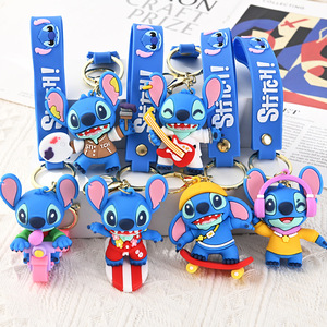 พวงกุญแจรถยนต์ยาง PVC ลายการ์ตูนอะนิเมะพวงกุญแจเครื่องตุ๊กตาสติทช์น่ารักใหม่ของขวัญเล็กๆขายส่ง - Product Image 1
