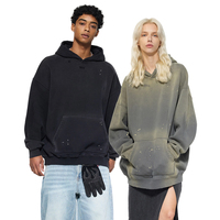 Sweat à capuche en coton épais 360 GSM pour homme avec logo personnalisé, imprimé dégradé effet éclaboussures, style streetwear vintage