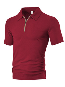 Custom Men Terry Jacquard <b>Zip</b> Placket Polo <b>Shirt</b> Embroidery Logo 210GSM 100% Polyester Golf Workwear Top - Product Image 4