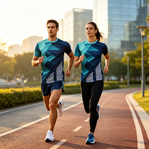 T-shirt da Corsa Traspirante per Uomo con Motivo Geometrico per Maratone Professionali, Direttamente dalla Fabbrica - Product Image 2