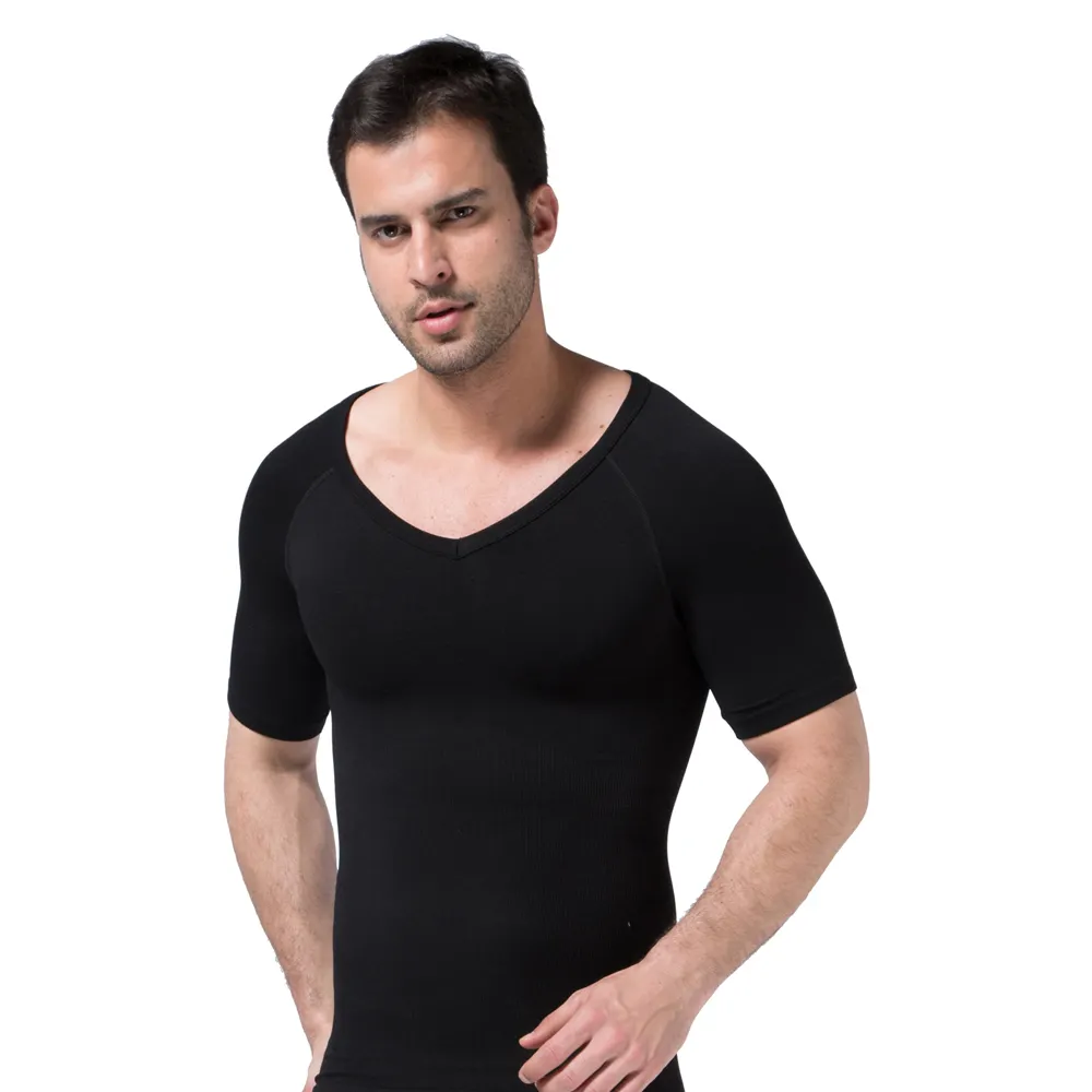 メンズセクシー下着シャツ半袖Tシャツトップコンプレッションシャツ男性用ボディシェイパーファジャ