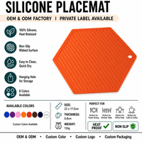 Set de table en silicone personnalisé avec logo, résistant à la chaleur, antidérapant, facile à nettoyer, séchage rapide, trou de suspension, pour cuisine et salle à manger, OEM ODM