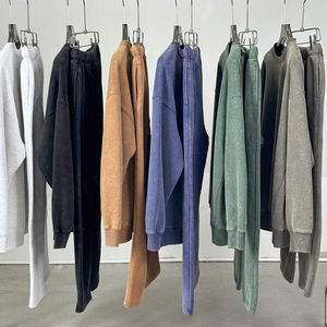 Sudadera básica Unisex con cuello redondo en blanco, conjunto de sudadera y pantalones de chándal informal gruesa de manga larga para hombre - Product Image 5