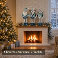 Décoration de Cheminée de Noël : Ensemble en Peluche, Arbre Givré, Neige Artificielle, Hiver Nordique, Ambiance Chaleureuse, Présentoir pour Étagère, Décoration Intérieure