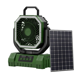 Handheld Foldable 20000mAh Solar Rechargeable Camping Fan with LED <b>Light</b>-USB Portable Outdoor Fan Plastic <b>Box</b> Hotel Use - Product Image 1