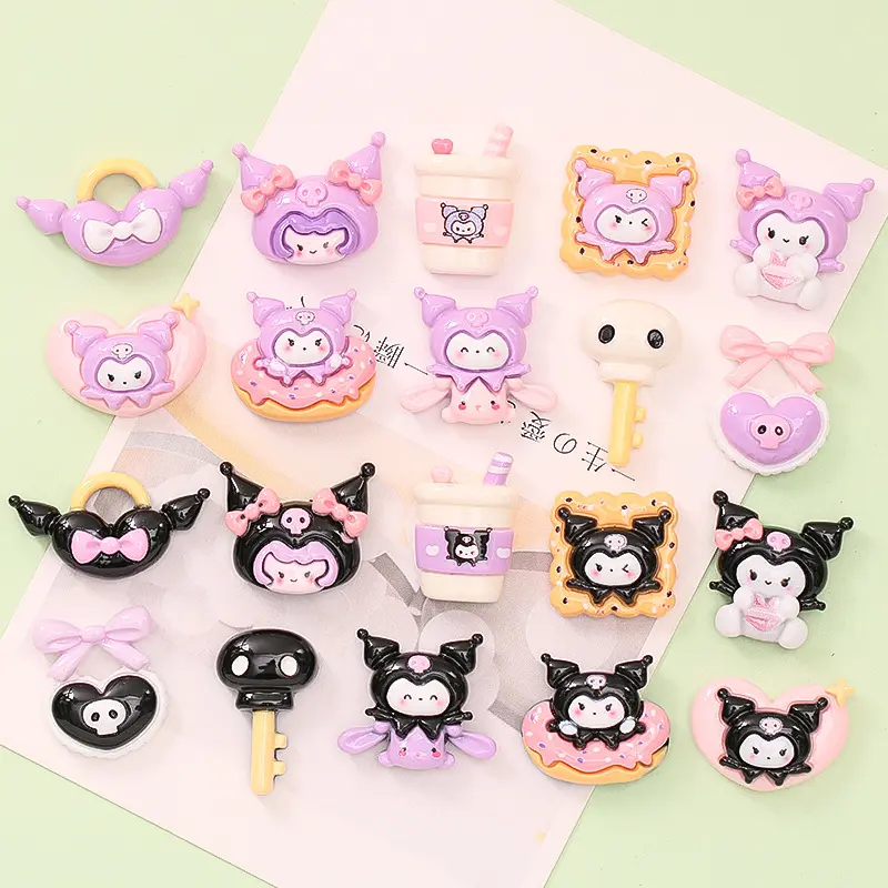 Kuromi Resin Charms Purple Black Food Candy Diy Décoration pour coque de téléphone