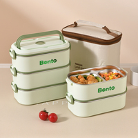 Boîte à Déjeuner Bento Isotherme Portable à 3 Couches, en Acier Inoxydable 304, Compatible Micro-ondes, Contenant Alimentaire Isolé sous Vide, Type Thermos