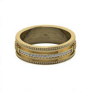 Soldes de Noël : Bague de mariage classique en argent 925, largeur 6,20 mm, pavée de zircons cubiques, plaqué or, pour femme, idéale pour les fêtes - Product Image 1