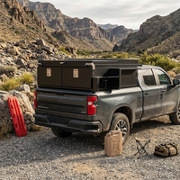 Boîte de rangement étanche en alliage d'aluminium noir pour plateau de camionnette, idéale pour le camping en tout-terrain