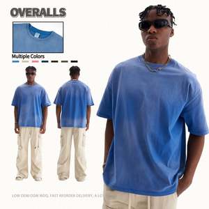 Camisetas personalizadas para hombre al por mayor, camisetas con estampado en blanco de 270gsm de gran tamaño con lavado ácido Vintage para hombre - Product Image 2