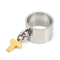 Bague en acier inoxydable Lady Anel avec croix, breloques crucifix pour femme, gravable et personnalisable