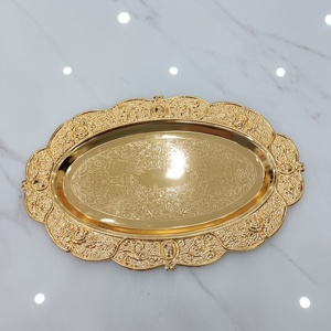 <span class=keywords><strong>Petite</strong></span> assiette à collation <span class=keywords><strong>en</strong></span> <span class=keywords><strong>fer</strong></span> de style classique pour le thé de l'après-midi et le rangement de bijoux, porte-gobelet isolant et plateau à vin pour les fêtes - Product Image 3