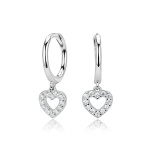 925 <b>Sterling</b> <b>Silver</b> Woman Fashion <b>Earring</b> Hollow Heart Zircon Dangle <b>Hoop</b> <b>Earrings</b> For Women Daily Party Wedding Jewelry - Product Image 2