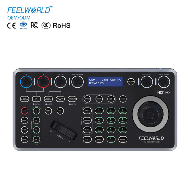 FEELWORLD KBC20 PTZ Controller Keyboard PoE Support Metal Construction Wear Resistance Custom Logo for Live Streaming