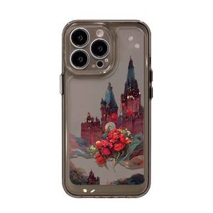 Rétro Château Rouge Fleur Impression Antichoc Espace TPU <span class=keywords><strong>Housse</strong></span> de Téléphone Portable pour Iphone 8 X Xr Xs 11 12 13 14 15 16 17 Pro Max - Product Image 4