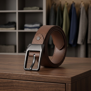 Ceinture homme vintage en cuir véritable avec boucle en acier, ceinture décontractée pour homme, ceinture rétro pour affaires - Product Image 2