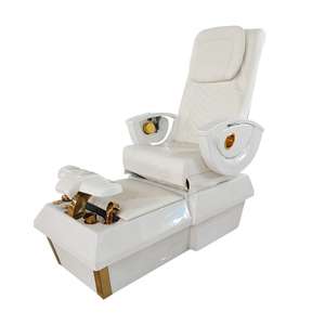 Chaise de pédicure de salon de beauté de luxe AY, cuir PU, massage électrique, bain à remous sans tuyau, lampe LED, drainage automatique, noir - Product Image 5