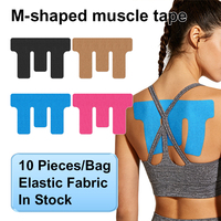 Bande de kinésiologie pré-découpée en forme de M, en tissu élastique, pour soutien musculaire sportif, respirante et hydrofuge, 10 pièces/sac