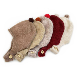 Bonnet en <span class=keywords><strong>laine</strong></span> tricoté doux avec logo personnalisé, à capuche et cache-oreilles, style Big <span class=keywords><strong>Point</strong></span> Top, chaud, pour l'extérieur, mode urbaine, unisexe, pour l'hiver froid - Product Image 2