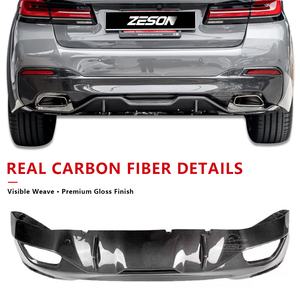 Difusor Trasero de una Pieza Estilo MP de Fibra de Carbono Real con Salida Doble para <span class=keywords><strong>BMW</strong></span> Serie 5 G30 G38 F90 M5 530i 540i Parachoques Brillante 2017+ - Product Image 2