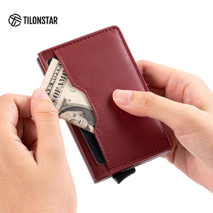 TILONSTAR TVC109 Holds 12 <b>Card</b> ID Credit <b>Card</b> Protector <b>Wallets</b> Aluminum Pop up <b>Wallet</b> RIFD Bifold Leather <b>Card</b> <b>Holder</b> - Product Image 4