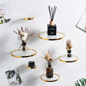 Estante decorativo de montaje en pared de Metal pequeño para decoración moderna del hogar con estante de <span class=keywords><strong>repisa</strong></span> de cristal para oficina o sala de estar uso en el jardín al aire libre - Product Image 2