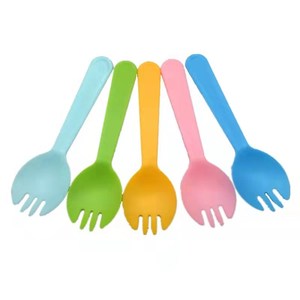 Multi color Food Grade Disposable disposable plastic dessert spoon and fork