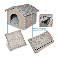 Vente en gros personnalisé best-seller beige chaud velours maison style animal lit respirant canapé animal de compagnie chien chat grotte lit lavable simple