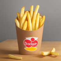 Gobelet en papier kraft incliné personnalisé, emballage jetable pour snacks, frites, gaufres, charcuterie, avec logo, pour utilisation à emporter
